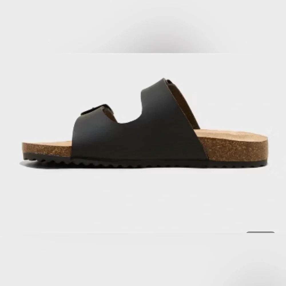 Kids' Drew Footbed Sandals - Cat & Jack™ Black 1 Slip-On, Contoured Footbed,